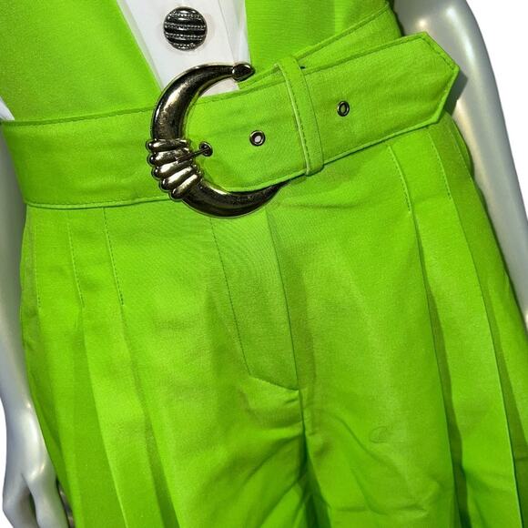 1960s Willy's Influence Lime Green & White Belted Romper Playsuit Lace Mod Go-Go - Picture 10 of 13